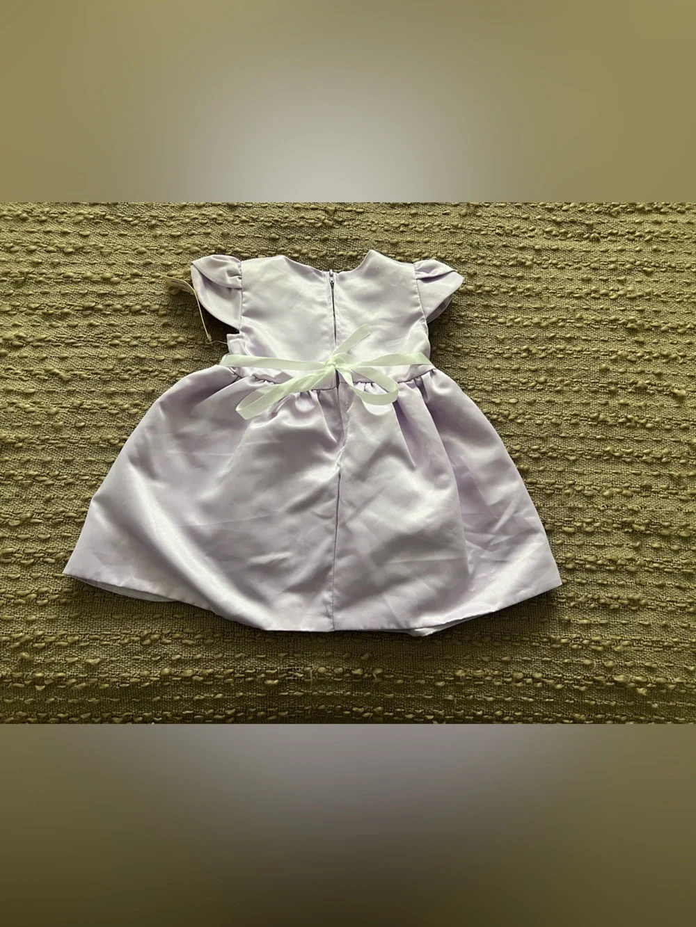 Classic Lilac Satin Party Dress with Floral Waist Accent - Girls
